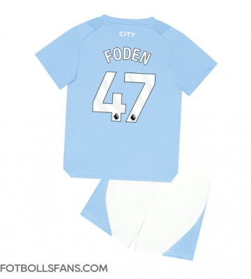 Manchester City Phil Foden #47 Replika Hemmatröja Barn 2023-24 Kortärmad (+ Korta byxor)